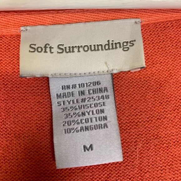 Soft Surroundings Womens Medium Pullover Tunic Top Orange V Neck 3/4 Sleeves - Picture 4 of 7